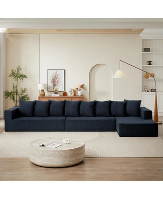 Chenille Modular Sofa – Modern Upholstered Sectional Couch with Plush Seating, Fixed Cushions, and Versatile Design for Living Room, Bedroom, O