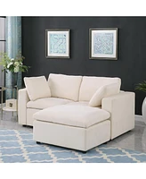 68.5" Loveseat Sofa with Ottoman Modular Sectional Love Seat Couch Small L Shaped Upholstered Couch for Living Room Apartment Small Space, Chenil
