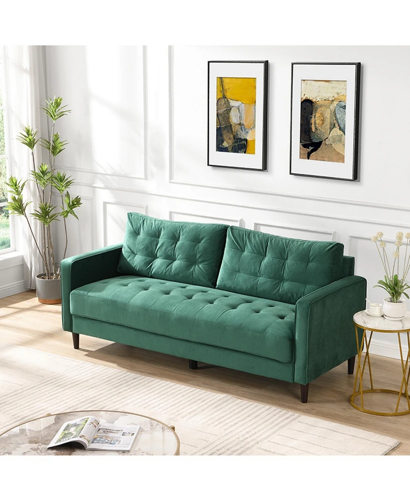 74" Velvet Sofa: 3-Seater, Modern, Comfy