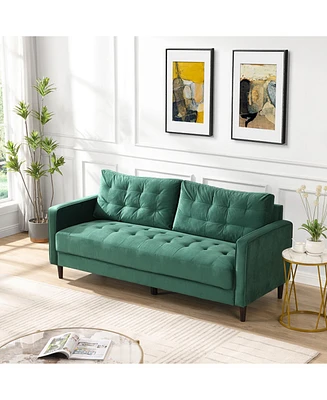 74" Velvet Sofa: 3-Seater, Modern, Comfy