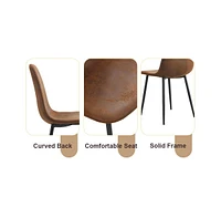 Industrial Walnut Dining Set: 71" Table + 8 Brown Chairs