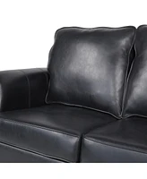 Contemporary Faux Leather Upholstered Sofa with Nailhead Accents