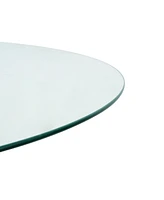 39.2" Round Glass Dining Table with Gold Metal Legs