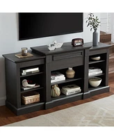 Media Console Table with Large Storage Cabinet, Modern Tv Media Entertaionment Stand, Grey, 65.75"W17"D32.48"H
