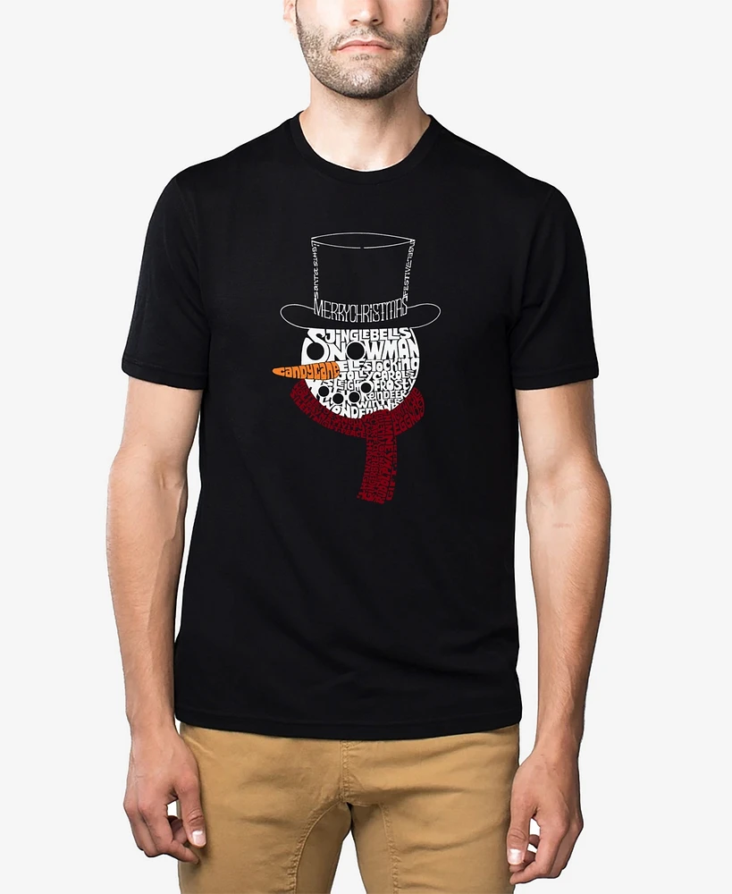 La Pop Art Men's Snowman Face Premium Blend Word T-Shirt