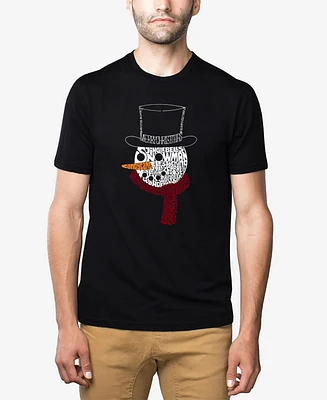 La Pop Art Men's Snowman Face Premium Blend Word T-Shirt