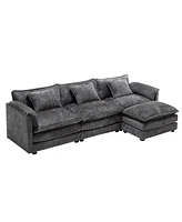 Modern Large boucle Fabric L-Shape Sectional Chenille fabric, movable pedals, detachable armrests