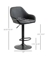 Streamdale Furniture Adjustable Bar Stools, Swivel Counter Height Barstools with Footrest and Back, Pu Leather and Steel Round Base, for Kitchen Count