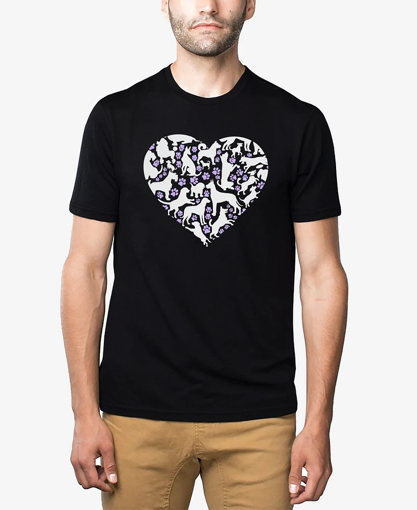 La Pop Art Men's Dog Heart Premium Blend Word T-Shirt