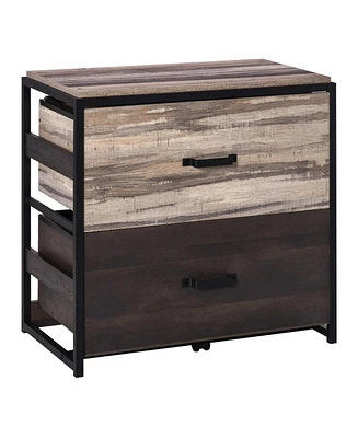 Vinsetto Office File Cabinet with 2 Large Drawers and Adjustable Metal Hanging Bars for A4, Letter and Legal Sized Files, Storage Organizer, Brown/Bla