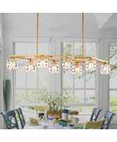 8-Light Crystal Chandelier with Matte Gold Finish, Ideal for Dining Rooms and Various Other Spaces