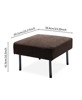 Brown L-Shaped 2-Seater Sofa with Ottoman, Modern Loveseat for Small Spaces