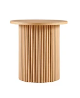 Round Coffee Table: Oak Veneer Top, Metal Base (19.69")