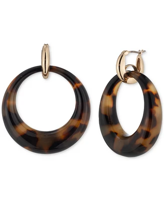 Lauren Ralph Lauren Gold-Tone Tortoise Shell-Look Doorknocker Drop Earrings