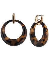 Lauren Ralph Lauren Gold-Tone Tortoise Shell-Look Doorknocker Drop Earrings