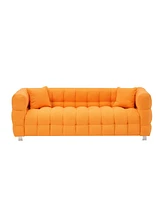 80-Inch Orange Teddy Fleece Sofa for Living Room or Bedroom, Including Two Throw Pillows & Sturdy Hardware Foot Support
