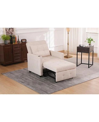 Sleeper Chair 3-in-1 Convertible Chair Bed Pull Out Sleeper Chair Beds Adjustable Single Armchair Sofa Bed with Usb Ports, Side Pocket