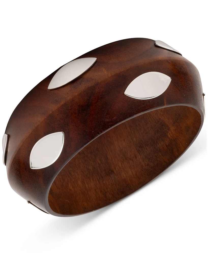 Lauren Ralph Lauren Silver-Tone Polished Wood Bangle Bracelet