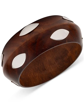 Lauren Ralph Lauren Silver-Tone Polished Wood Bangle Bracelet