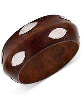 Lauren Ralph Lauren Silver-Tone Polished Wood Bangle Bracelet