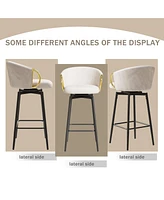 4x Swivel Bar Chairs: Modern, Comfortable, Velvet (Beige)
