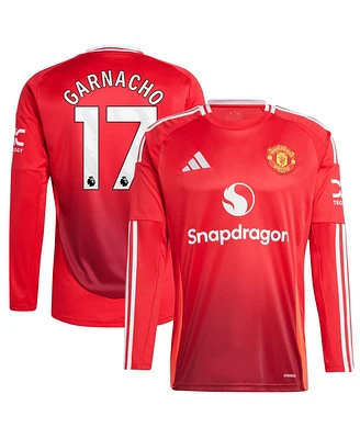 Adidas Men's Alejandro Garnacho Red Manchester United 2024/25 Home Long Sleeve Replica Player Jersey