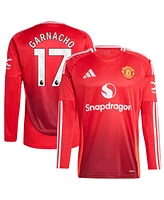 Adidas Men's Alejandro Garnacho Red Manchester United 2024/25 Home Long Sleeve Replica Player Jersey