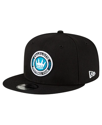 New Era Men's Black Charlotte Fc Club Logo 9FIFTY Snapback Hat