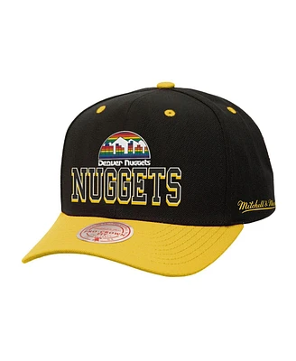 Mitchell & Ness Men's Black/Gold Denver Nuggets Backside Script Two-Tone Pro Crown Adjustable Hat