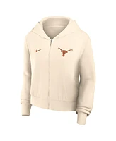 Nike Women's Cream Texas Longhorns Cropped Chill Full-Zip Hoodie