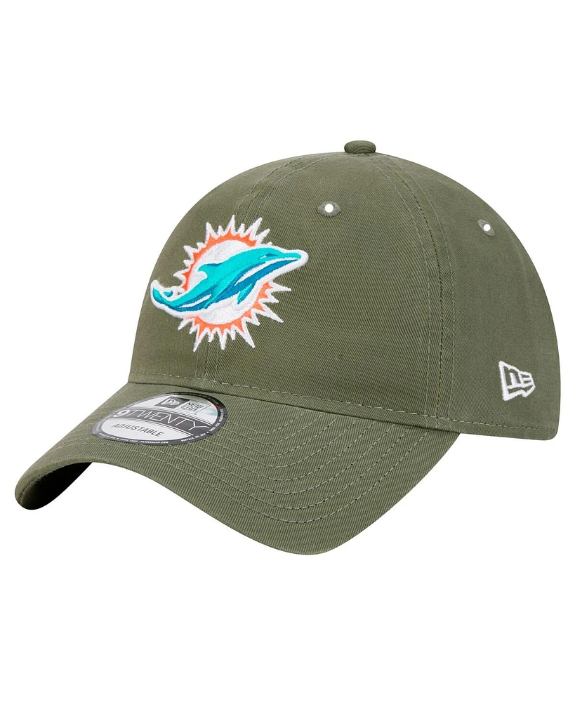 New Era Men's Olive Miami Dolphins Main 9TWENTY Adjustable Hat