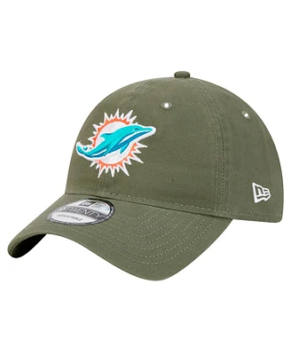 New Era Men's Olive Miami Dolphins Main 9TWENTY Adjustable Hat