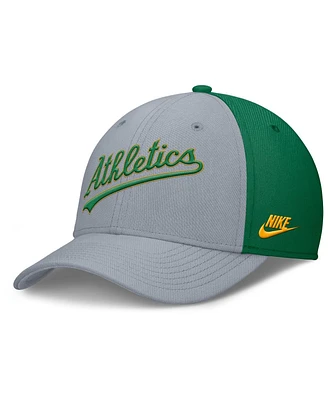Nike Men's Gray/Green Athletics Rise Swoosh Performance Flex Hat