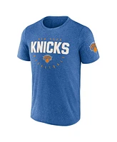 Logo Athletic Men's Heather Blue New York Knicks Block Practice Performance T-Shirt