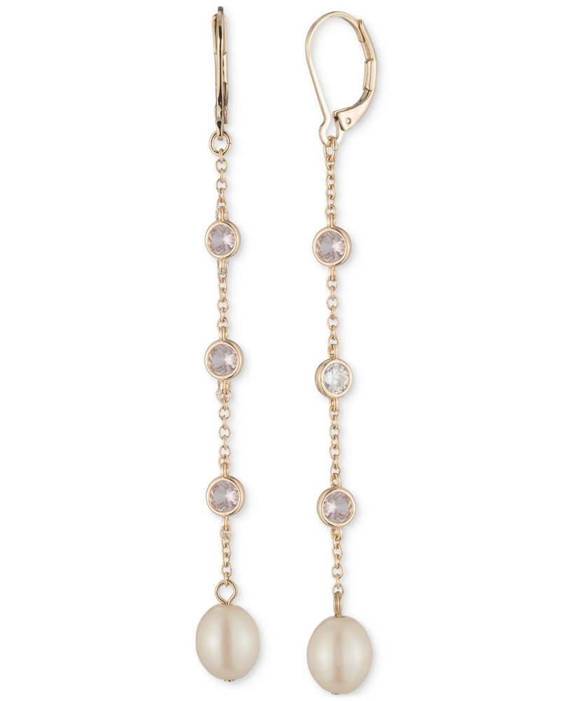 Lauren Ralph Lauren Gold-Tone Imitation Pearl Beaded Linear Earrings