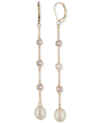 Lauren Ralph Lauren Gold-Tone Imitation Pearl Beaded Linear Earrings