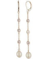 Lauren Ralph Lauren Gold-Tone Imitation Pearl Beaded Linear Earrings