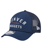 New Era Men's Navy Denver Nuggets Minimalist A-Frame 9FORTY Trucker Hat