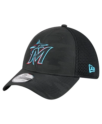 New Era Men's Black Miami Marlins Subtle Camo 39THIRTY Flex Hat