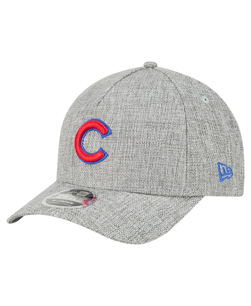 New Era Men's Gray Chicago Cubs Cotton Weave M-Crown A-Frame 9FORTY Adjustable Hat