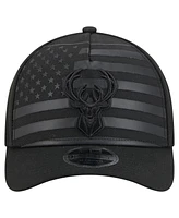 New Era Men's Black Milwaukee Bucks Game Day Flag A-Frame 9FORTY Adjustable Hat