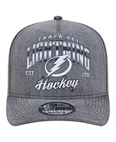 New Era Men's Charcoal Tampa Bay Lightning Throwback Washed A-Frame Pre-Curved 9FIFTY Snapback Hat
