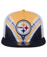 New Era Men's Gold/Black Pittsburgh Steelers Throwback Dye Golfer Snapback Hat