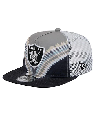 New Era Men's Gray/Black Las Vegas Raiders Throwback Dye Golfer Snapback Hat