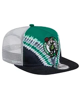 New Era Men's Black/Kelly Green Boston Celtics Throwback Dye Golfer Snapback Hat