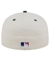New Era Men's Cream/Dark Green Athletics Two-Tone Corduroy 59FIFTY Fitted Hat