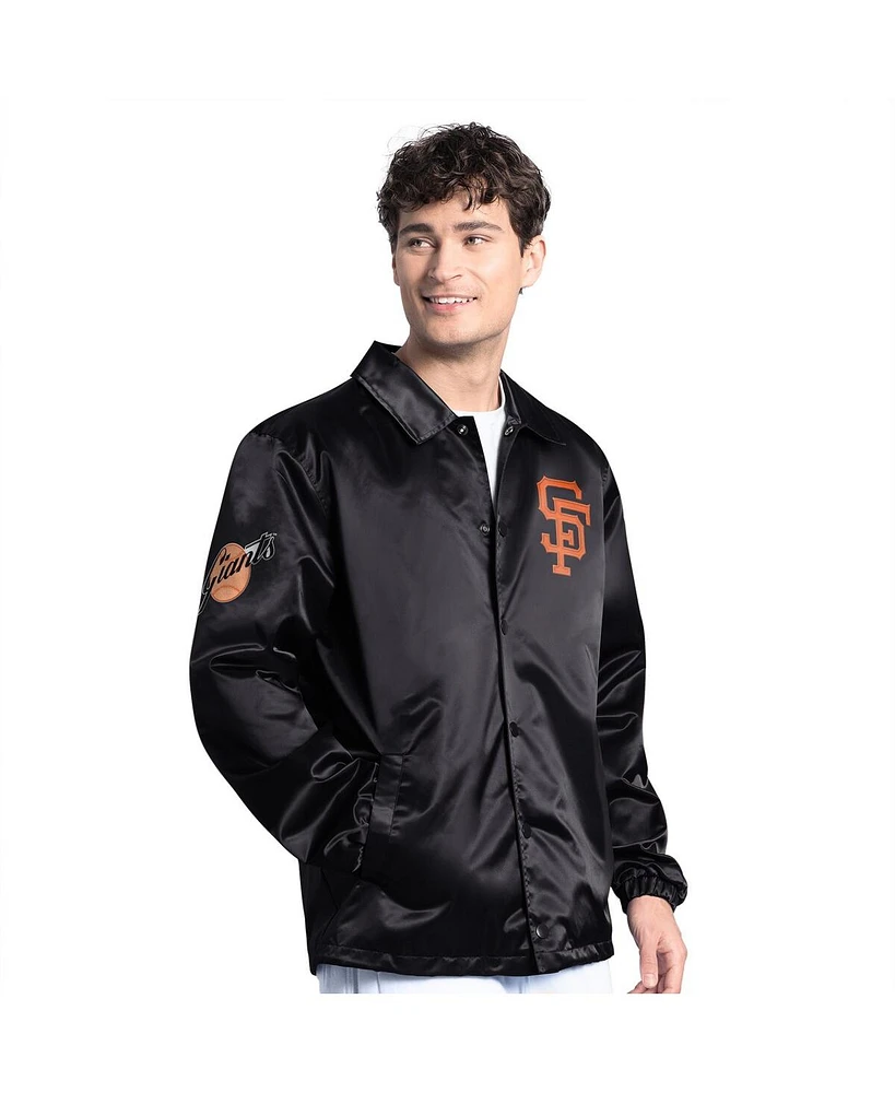 Starter Men's Black San Francisco Giants Cooperstown Collection Point Man Full-Snap Coaches Jacket