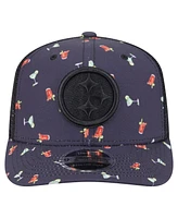 New Era Men's Navy/Black Pittsburgh Steelers Adventure Drinks Pattern 9SEVENTY Stretch snap Hat