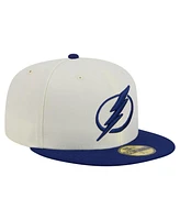 New Era Men's Cream Tampa Bay Lightning Chrome Two-Toned 59FIFTY Fitted Hat