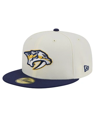 New Era Men's Cream Nashville Predators Chrome Two-Toned 59FIFTY Fitted Hat